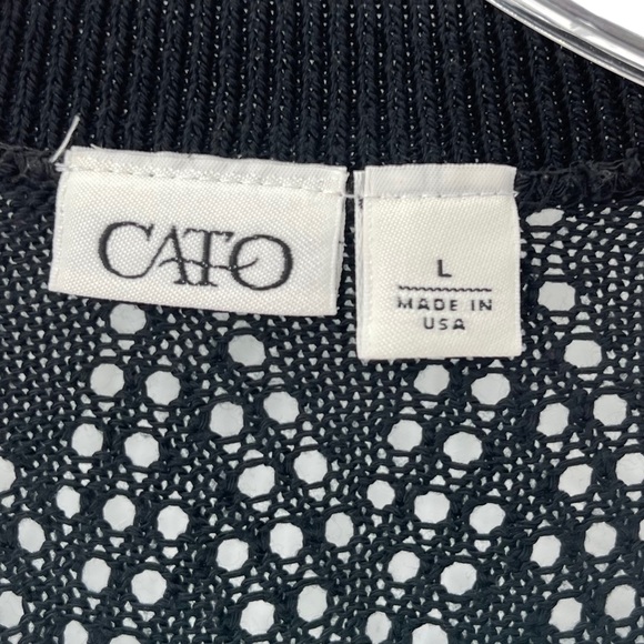 Cato Cut Out Open Front Short Sleeves Cardigan Black Size Large - Picture 2 of 7